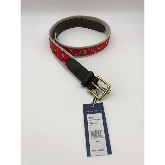 Vineyard Vines Chicago Blackhawks Men's Belt Size 32 NWT MSRP $58 - Picture 1 of 11